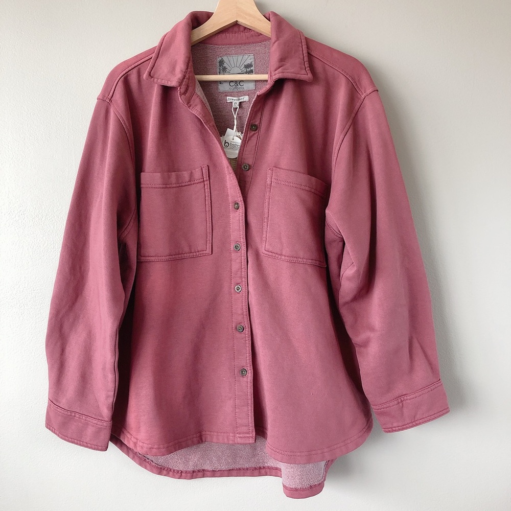C&C California shacket Dusty rose mauve women’s oversized sweater jacket XL